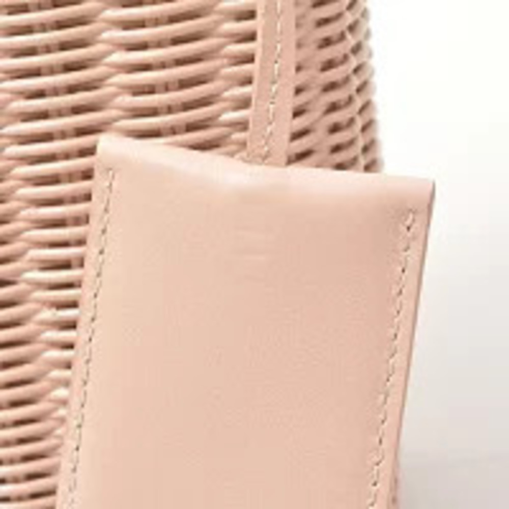 Prada Wicker Basket Bag Rattan Canvas Pesca Pink - Picture 8 of 10